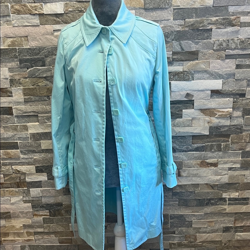 Apostrophe Aqua Trench Coat